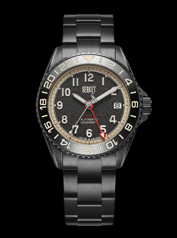 BLACKPOOL GMT AUTOMATIC-Vintage Black on Black DLC 40MM