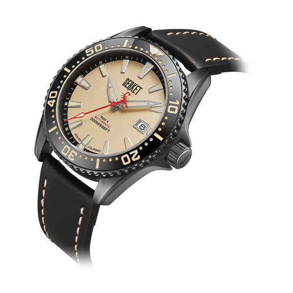 Reef X Automatic Diver Vintage Beige Black DLC 43mm