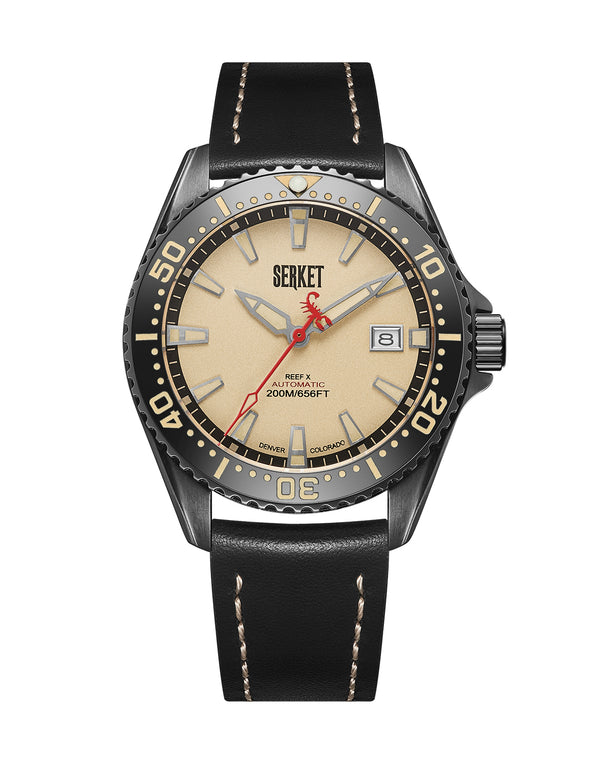 Reef X Automatic Diver Vintage Beige Black DLC 43mm