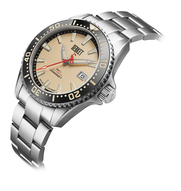 REEF X AUTOMATIC DIVER - VINTAGE BEIGE STAINLESS STEEL 43MM