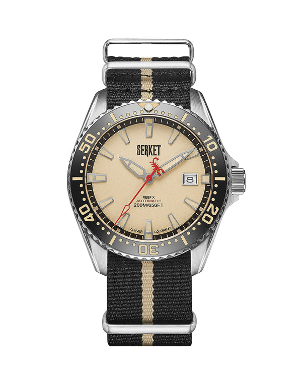 REEF X AUTOMATIC DIVER - VINTAGE BEIGE STAINLESS STEEL 43MM