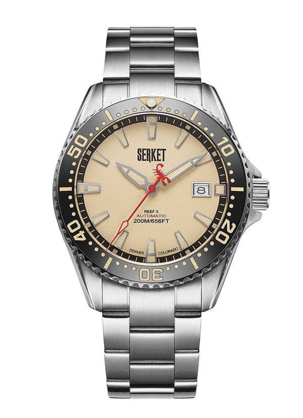 REEF X AUTOMATIC DIVER - VINTAGE BEIGE STAINLESS STEEL 43MM