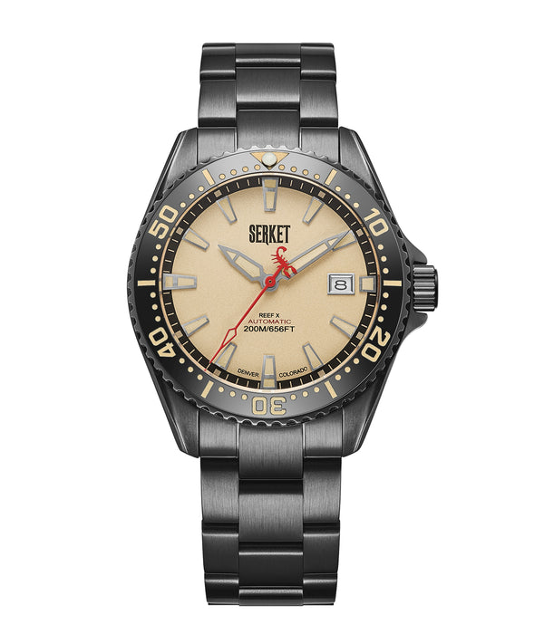 Reef X Automatic Diver Vintage Beige Black DLC 43mm