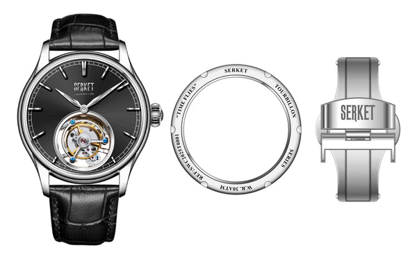 TOURBILLON - Stainless Steel Case Black Dial 42MM
