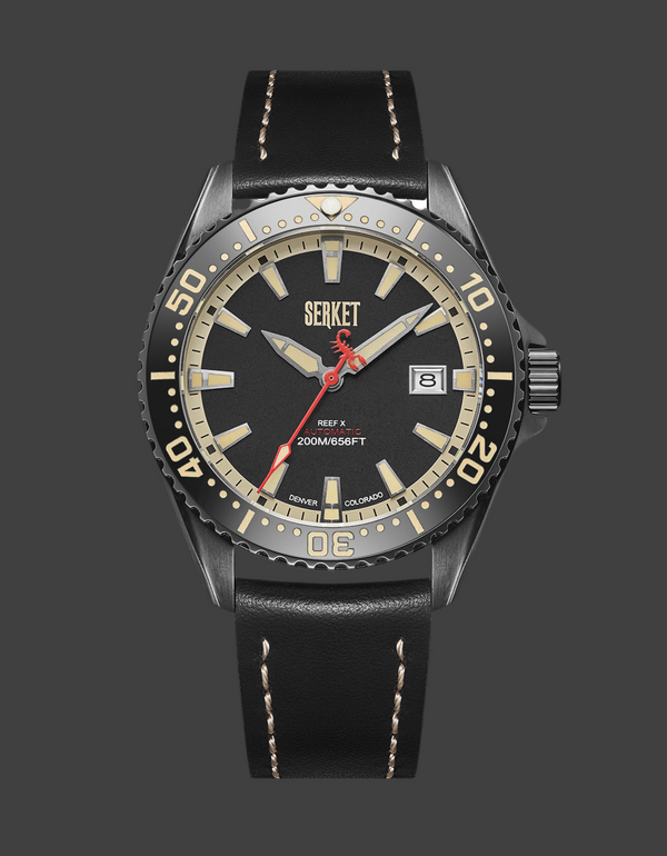 REEF X AUTOMATIC DIVER - VINTAGE BLACK ON BLACK DLC STEEL 43MM