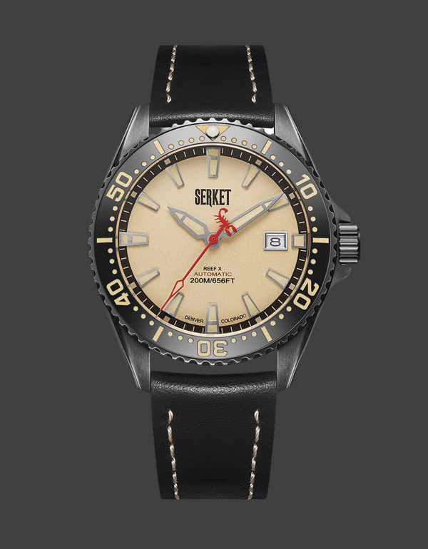 REEF X AUTOMATIC DIVER - VINTAGE BEIGE BLACK DLC STEEL 43MM
