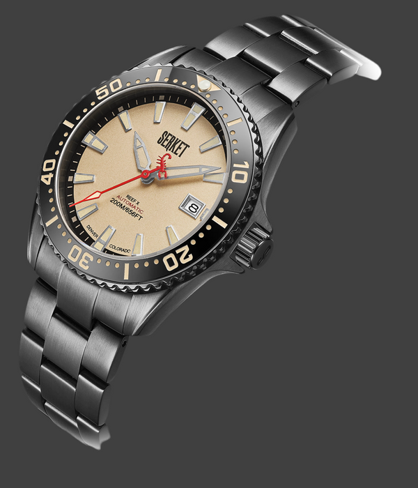 REEF X AUTOMATIC DIVER - VINTAGE BEIGE BLACK DLC STEEL 43MM