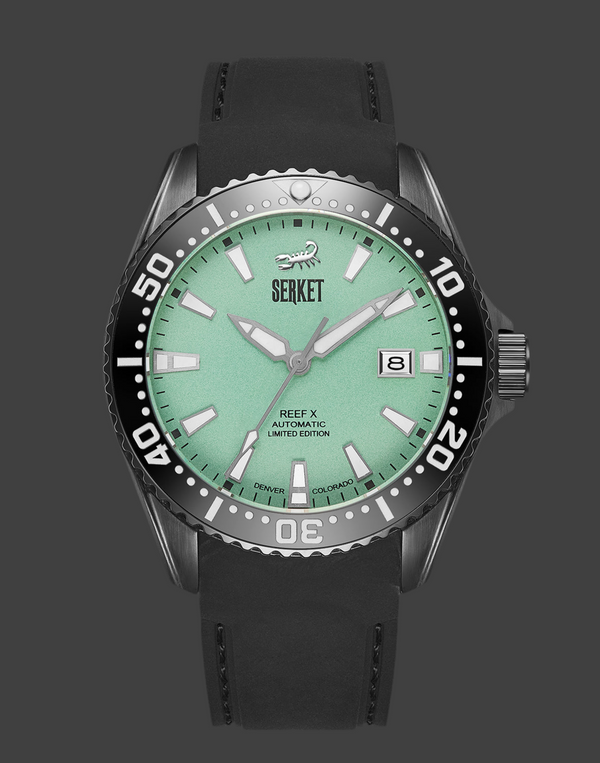 REEF X AUTOMATIC DIVER - Mint Green Black DLC Limited Edition 43MM