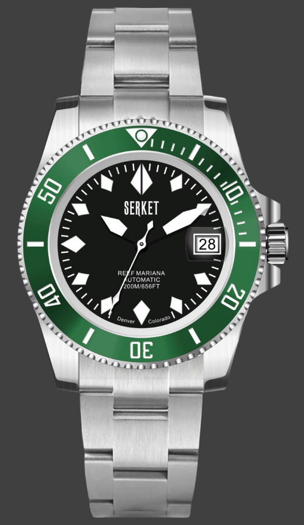 REEF MARIANA DIVER - Black Dial Green Bezel 40MM