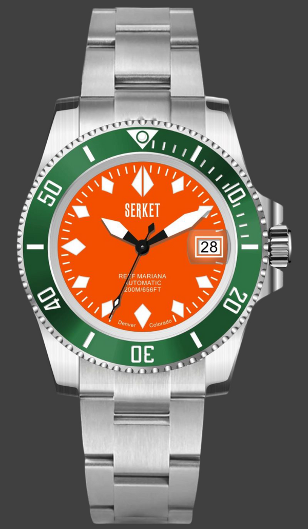 REEF MARIANA DIVER - Orange Dial Green Bezel 40MM
