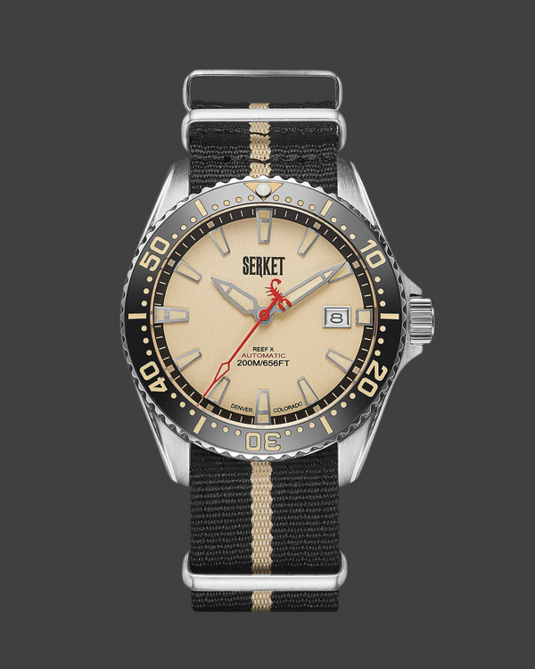 REEF X AUTOMATIC DIVER - VINTAGE BEIGE STAINLESS STEEL 43MM