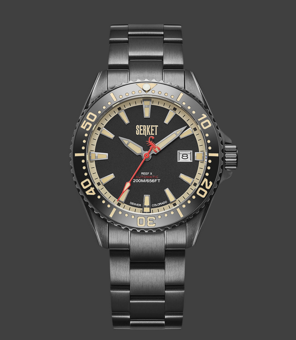 REEF X AUTOMATIC DIVER - VINTAGE BLACK ON BLACK DLC STEEL 43MM