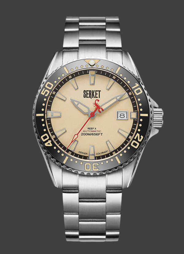 REEF X AUTOMATIC DIVER - VINTAGE BEIGE STAINLESS STEEL 43MM