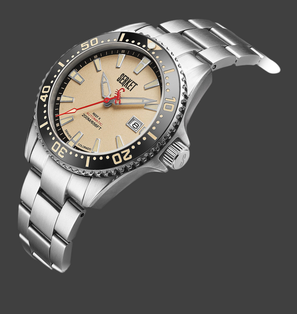 REEF X AUTOMATIC DIVER - VINTAGE BEIGE STAINLESS STEEL 43MM