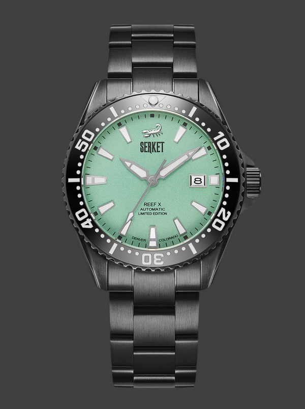 REEF X AUTOMATIC DIVER - Mint Green Black DLC Limited Edition 43MM