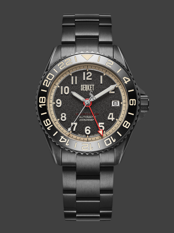 BLACKPOOL GMT AUTOMATIC-Vintage Black on Black DLC 40MM