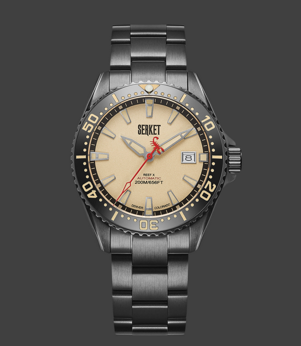 REEF X AUTOMATIC DIVER - VINTAGE BEIGE BLACK DLC STEEL 43MM