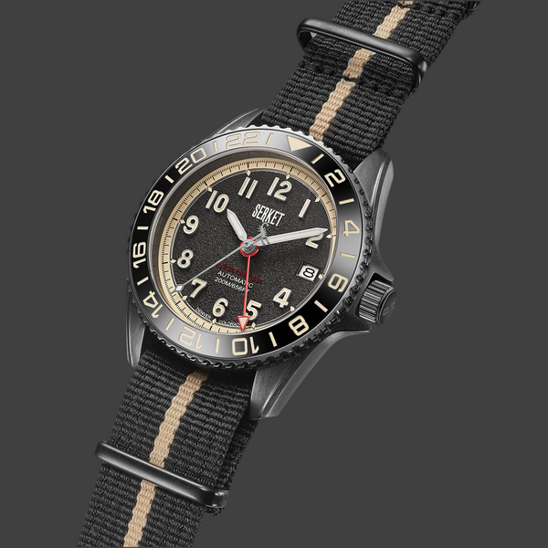 BLACKPOOL GMT AUTOMATIC-Vintage Black on Black DLC 40MM