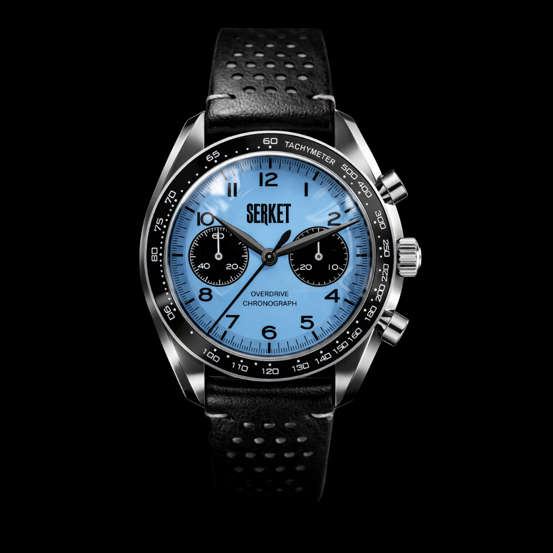 Shop the OVERDRIVE CHRONOGRAPH - Manual Wind Steel Lotus Blue Dial