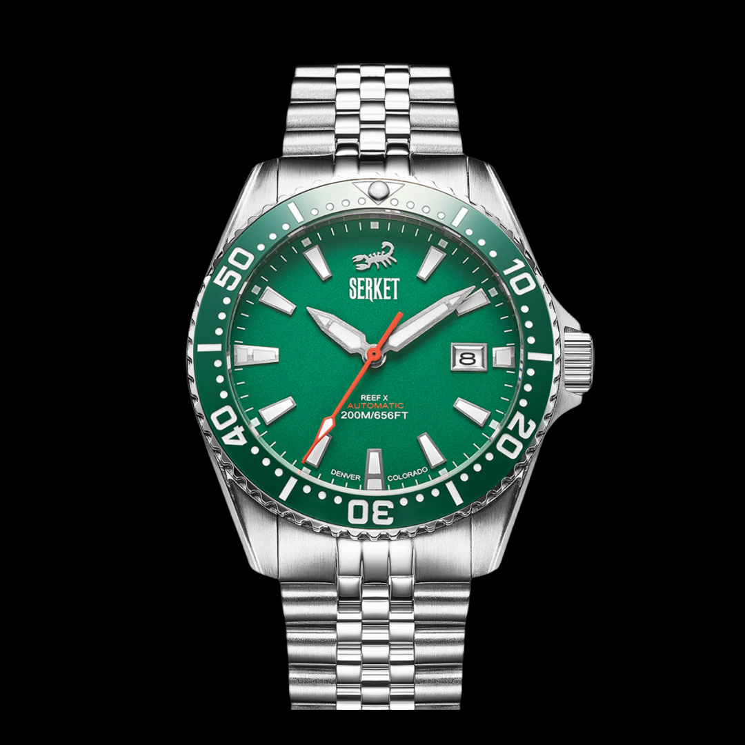 Reef X Diver Emerald Green 5-Link bracelet | Serket Watch Company