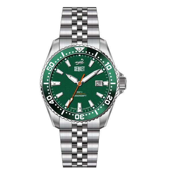 REEF X AUTOMATIC DIVER - Emerald Green 43MM Jubilee Bracelet PREORDER