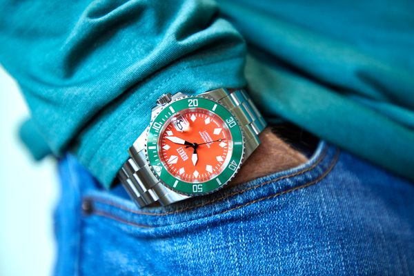 REEF MARIANA DIVER - Orange Dial Green Bezel 40MM