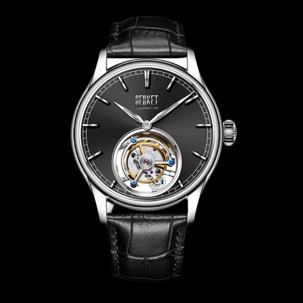 TOURBILLON - Stainless Steel Case Black Dial 42MM
