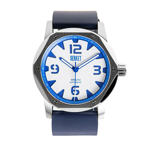 SERKET WRAITH stainless steel automatic watch in steel white/cobalt