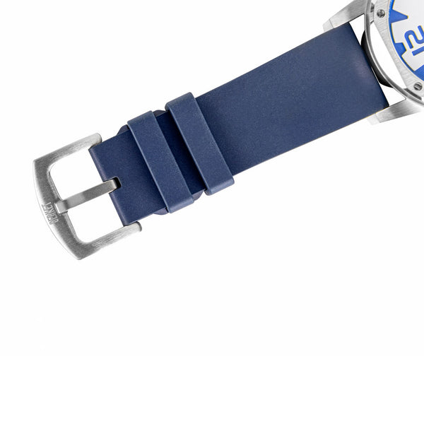 Clasp and wristband of SERKET WRAITH stainless steel automatic watch in steel white/cobalt